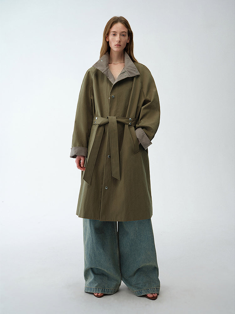 Plaid Workwear Trench Coat