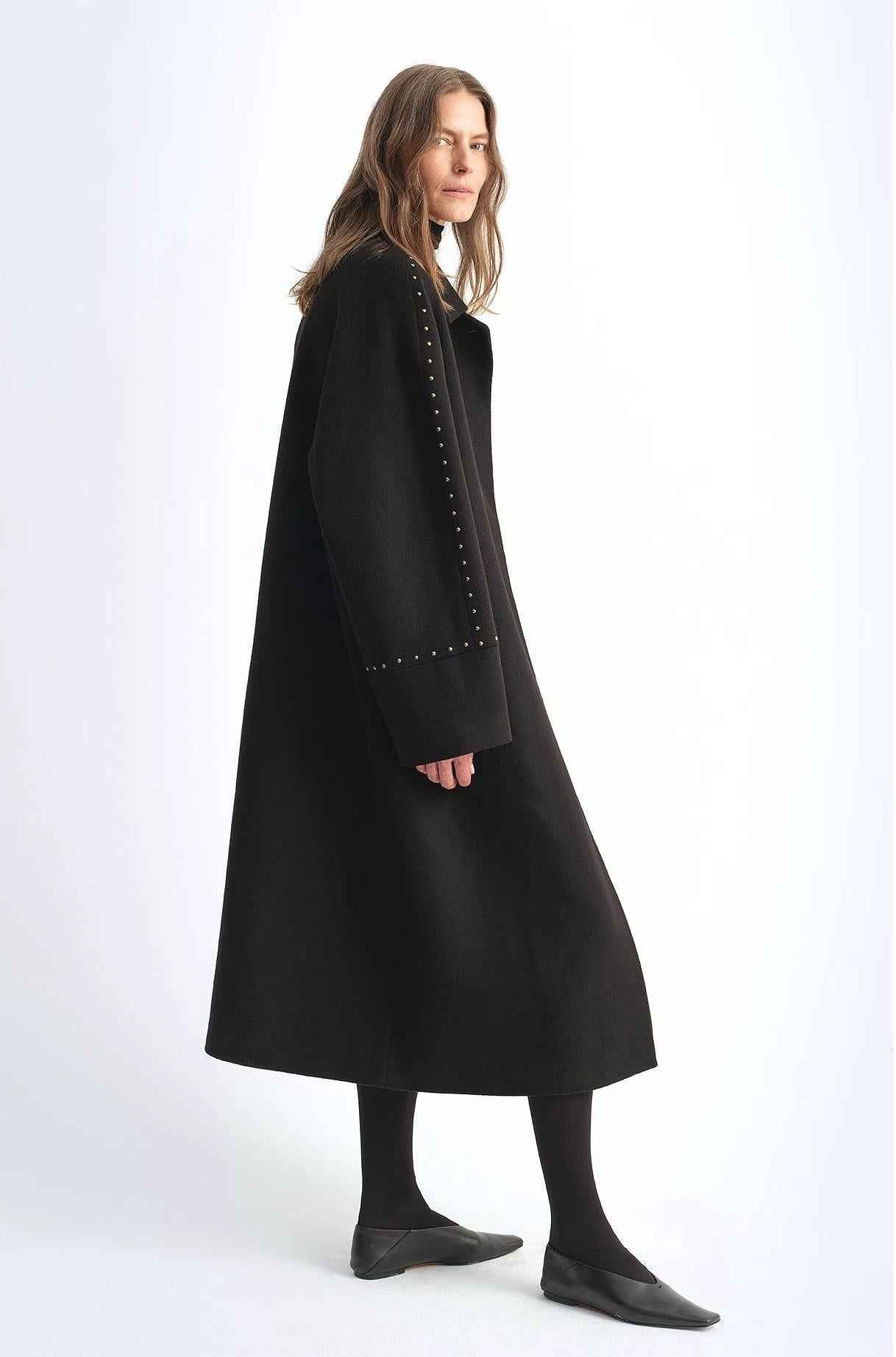 Riveted Lapel Wool Coat