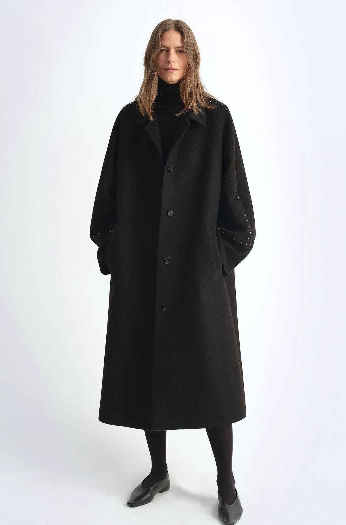 Riveted Lapel Wool Coat
