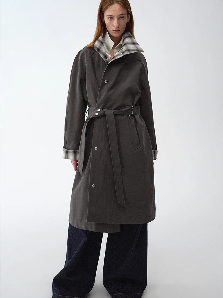 Plaid Workwear Trench Coat