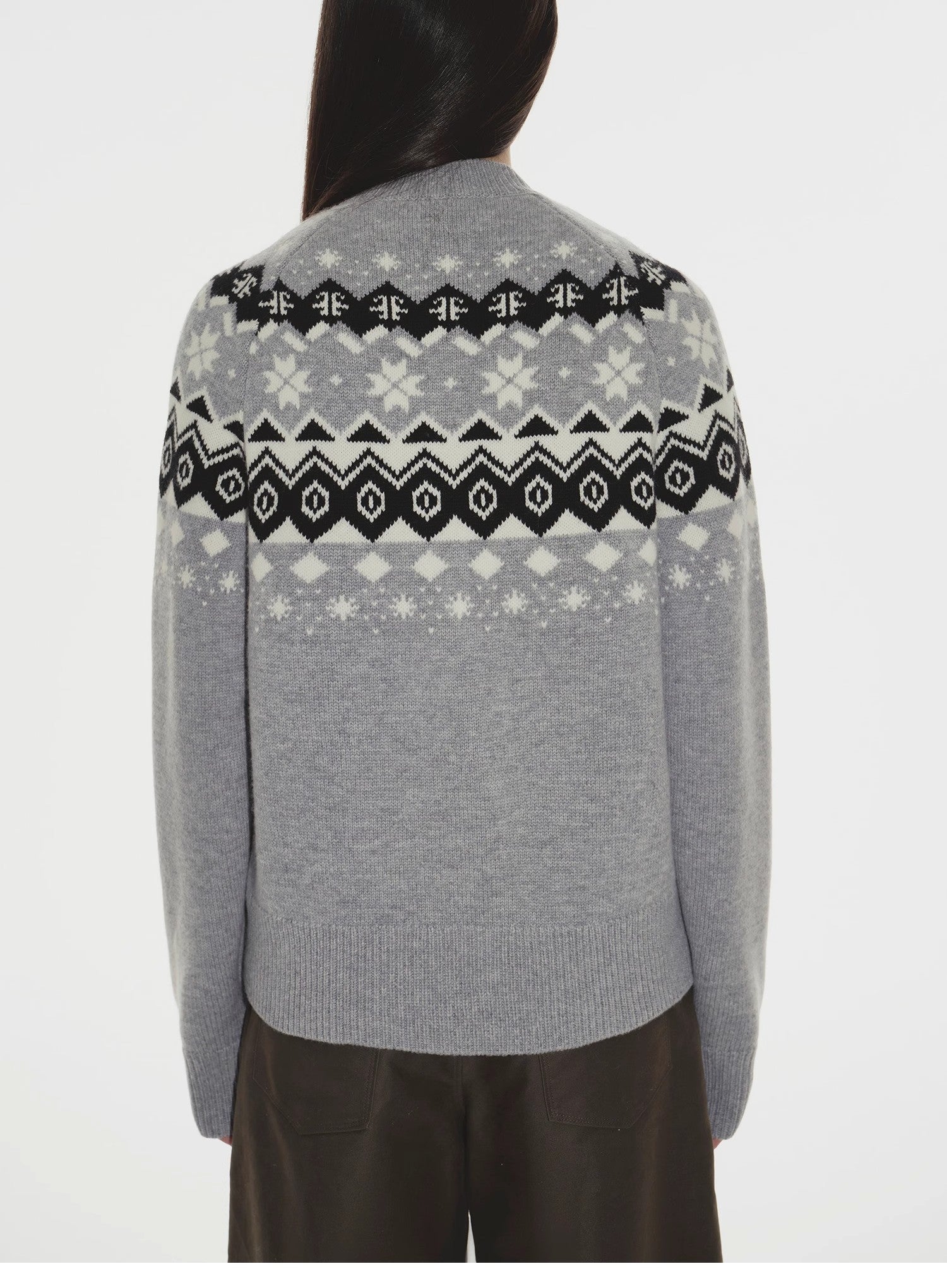 Wool Jacquard Cardigan Sweater