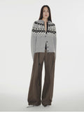Wool Jacquard Cardigan Sweater