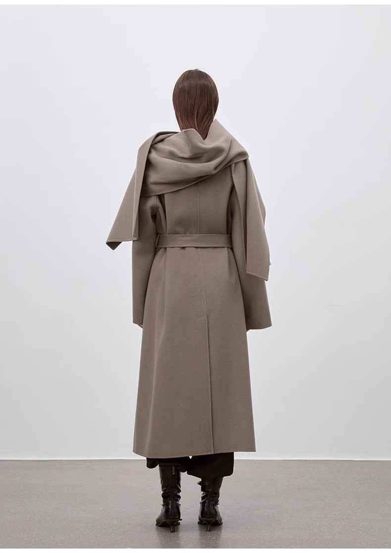 Scarf Collar Wool Coat