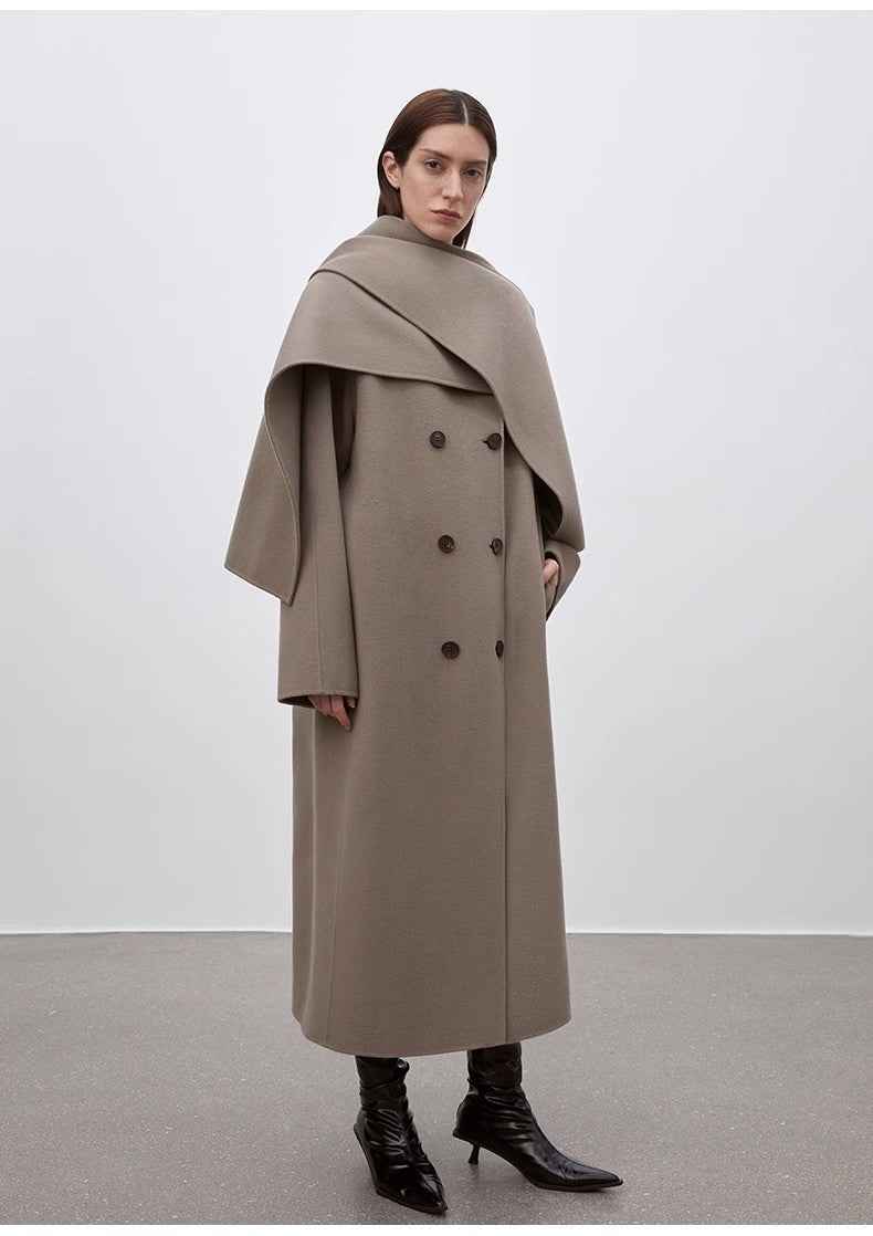 Scarf Collar Wool Coat