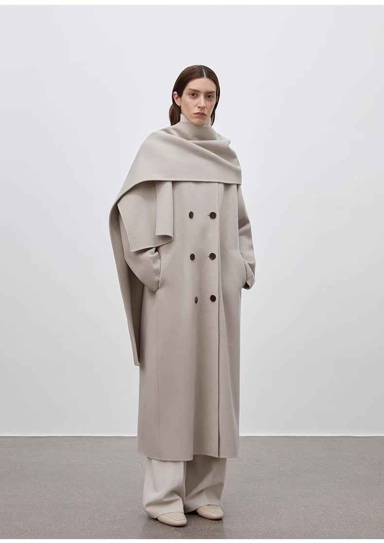 Scarf Collar Wool Coat