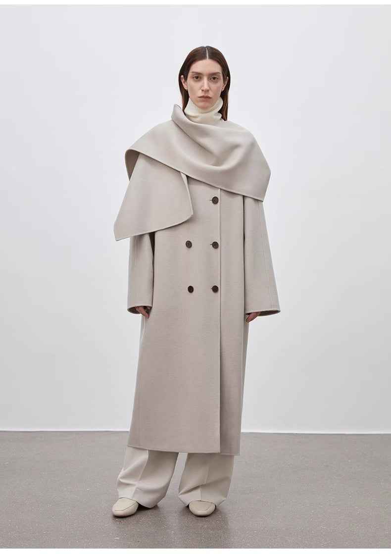 Scarf Collar Wool Coat
