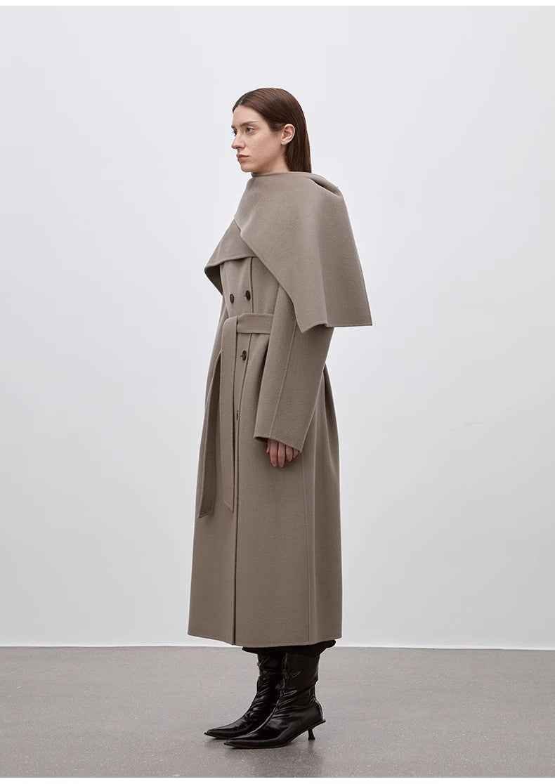 Scarf Collar Wool Coat