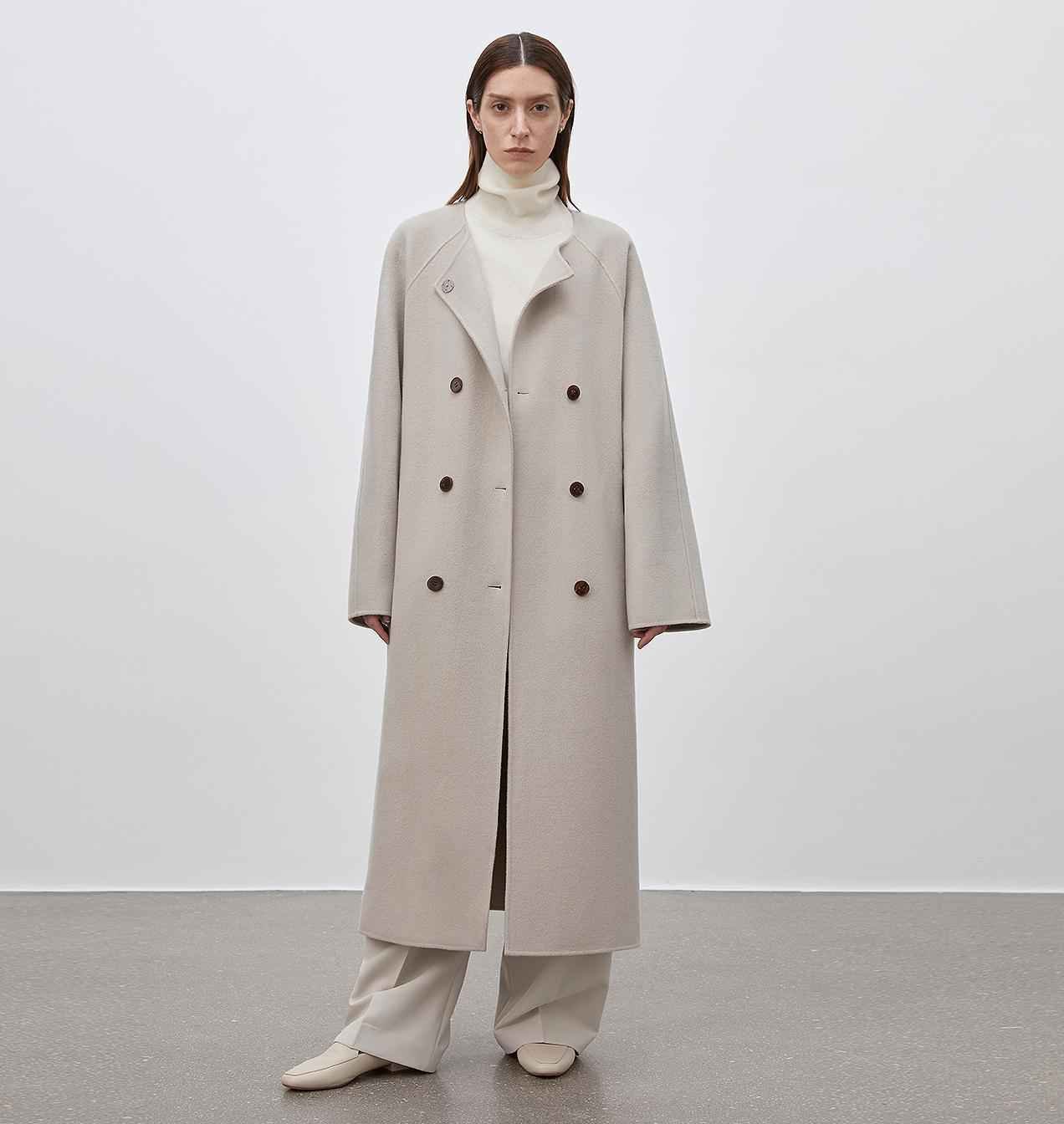 Scarf Collar Wool Coat