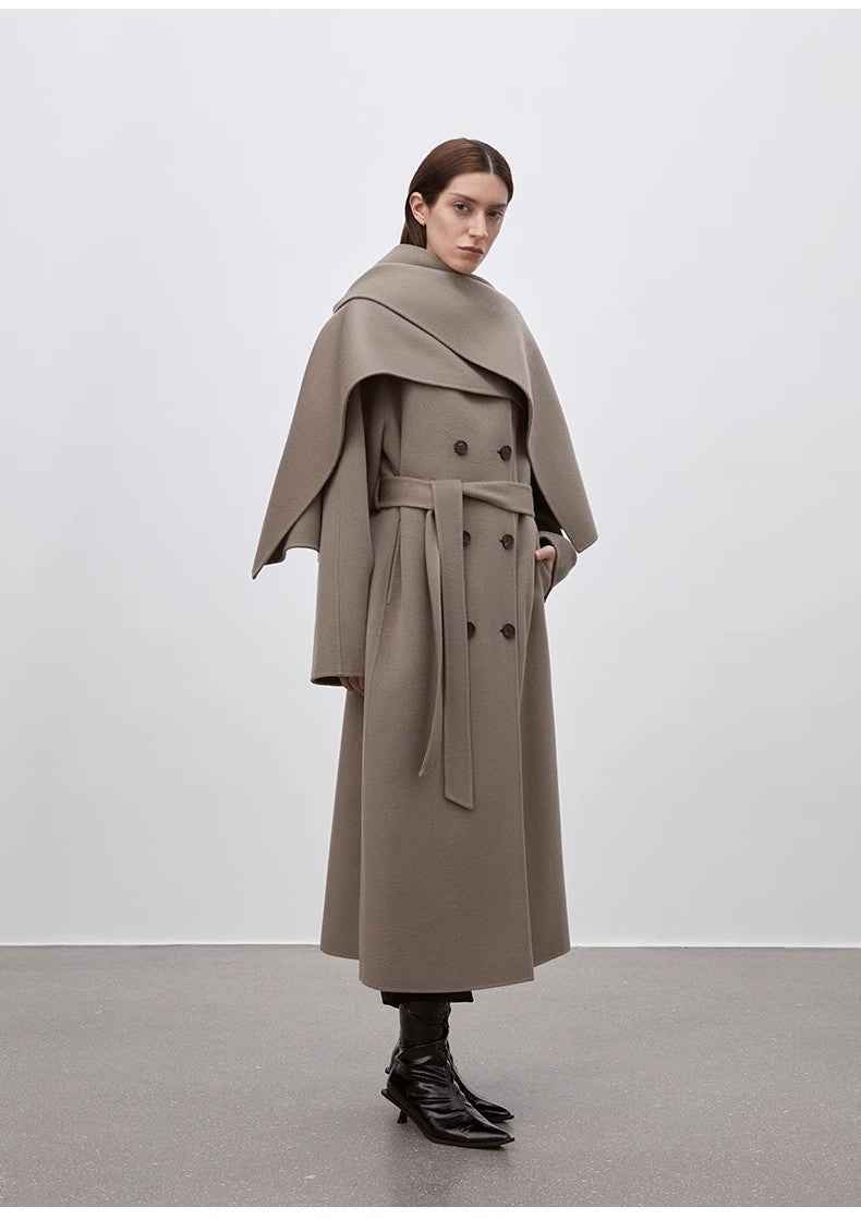 Scarf Collar Wool Coat