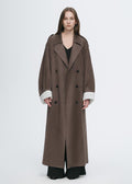 Micro-Velvet Long Trench Coat
