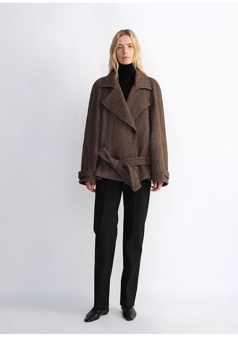 Italian Herringbone Wool Coat