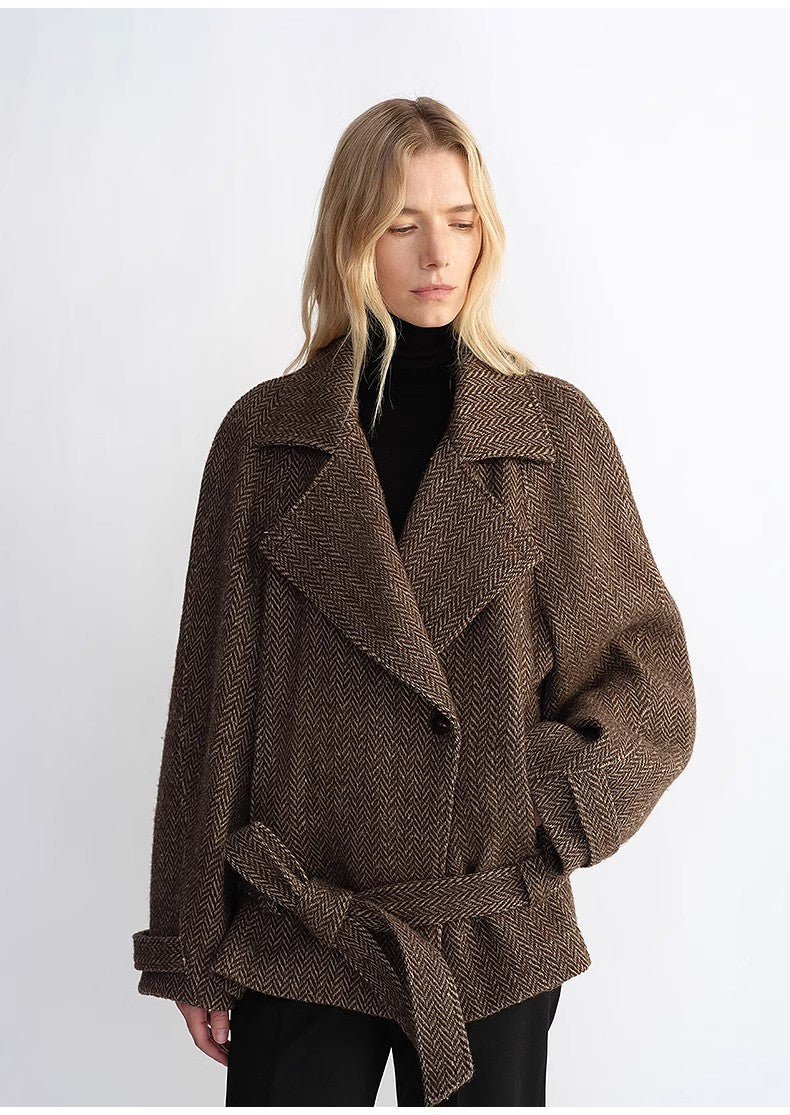 Italian Herringbone Wool Coat