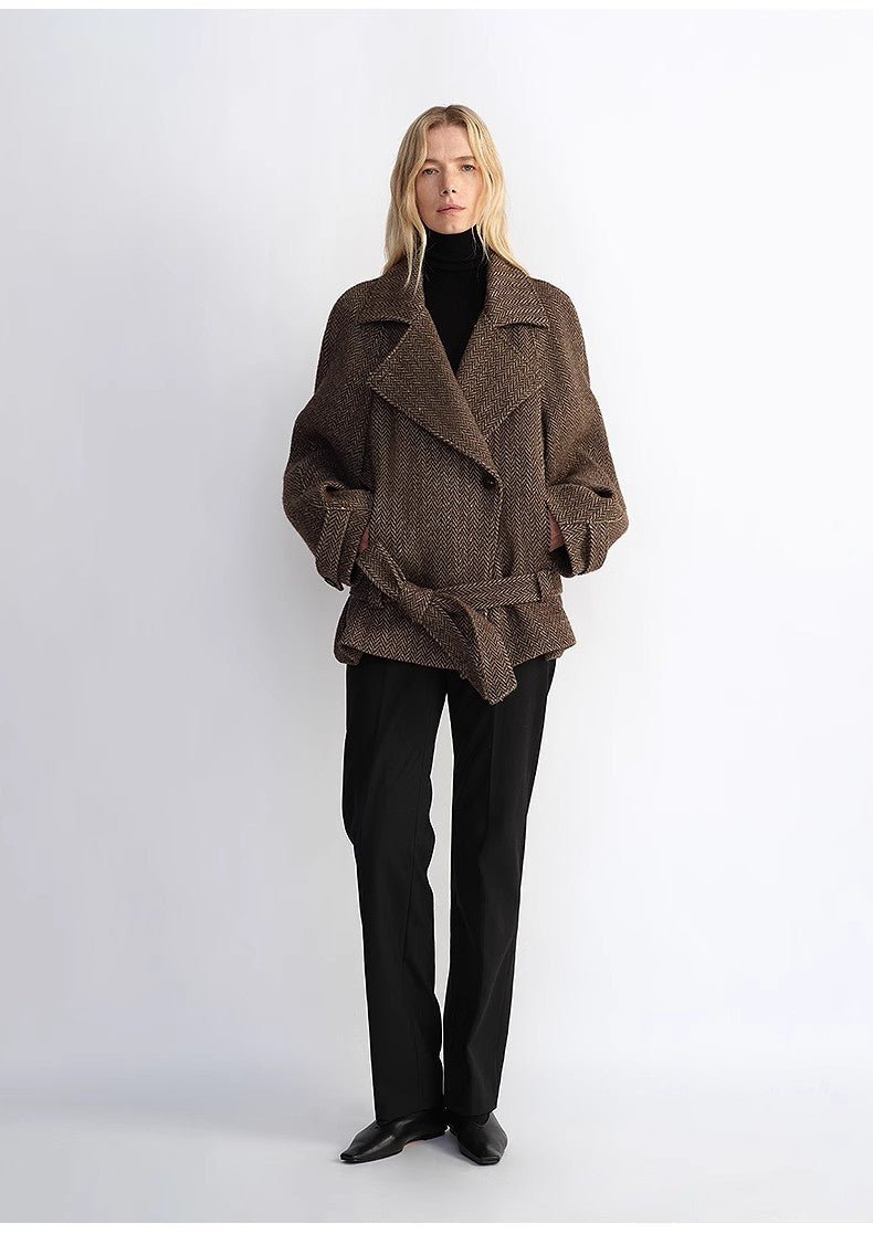 Italian Herringbone Wool Coat