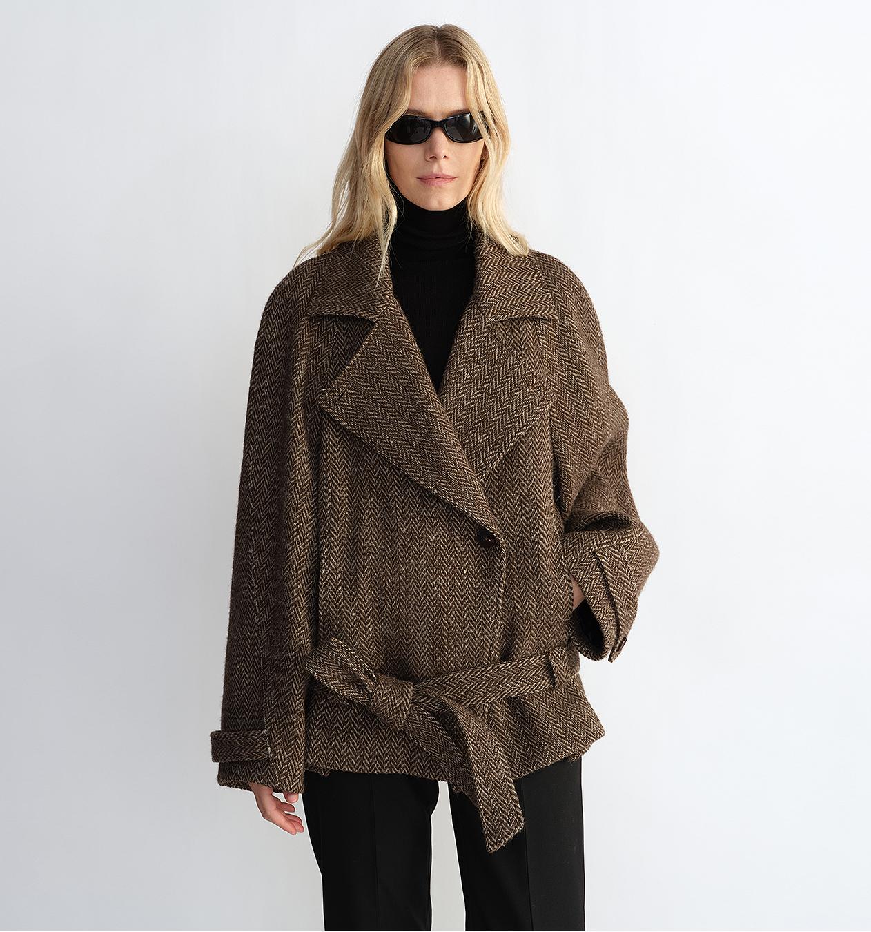 Italian Herringbone Wool Coat