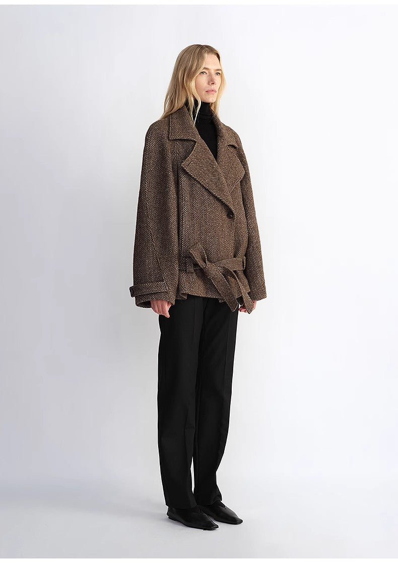 Italian Herringbone Wool Coat
